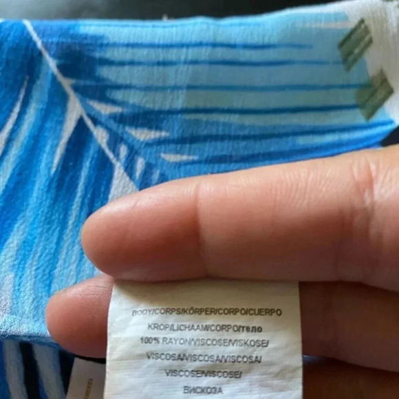 100% RAYON La Blanca Palm Print Swim Beach Party Cover-up - Picture 2 of 7